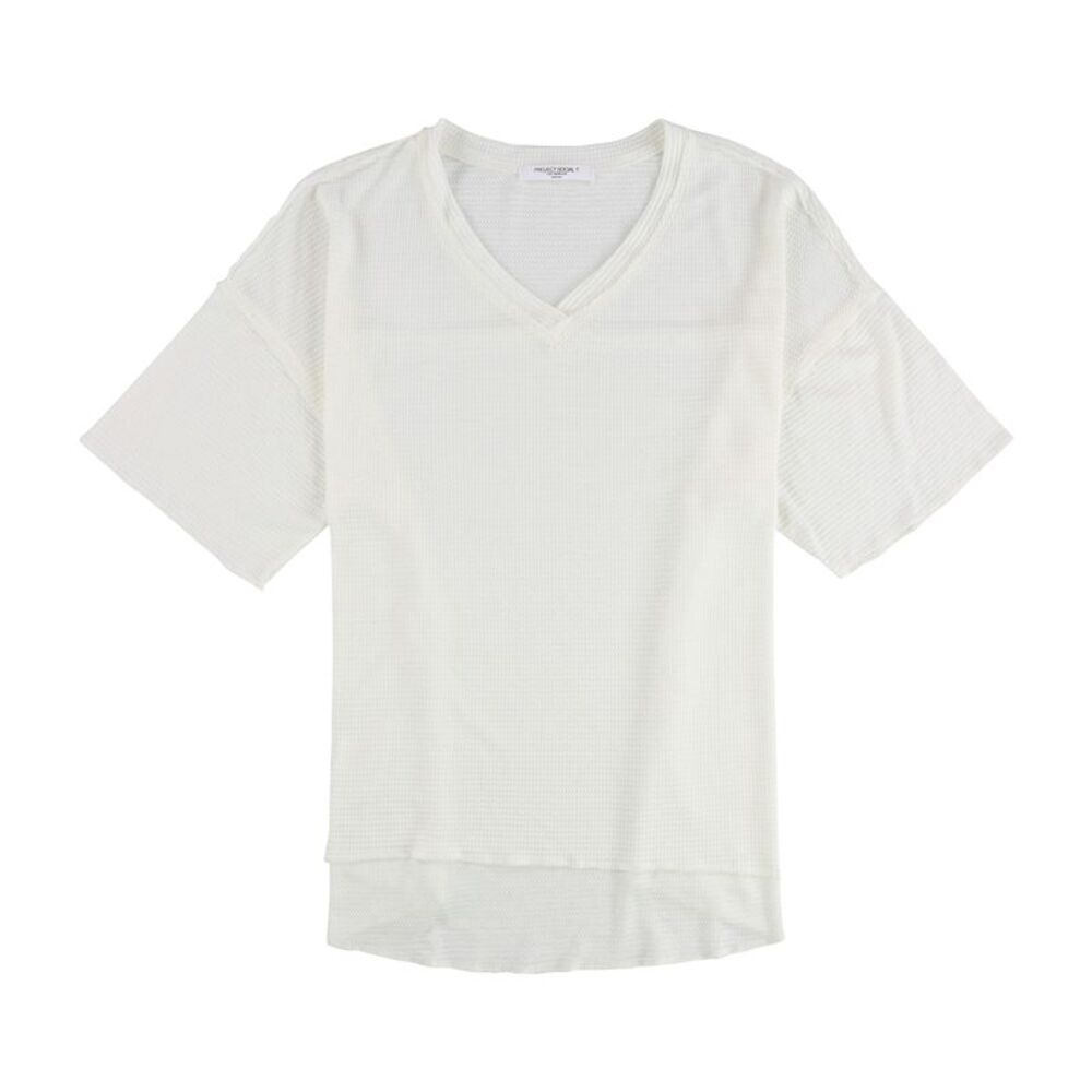 Project Social T Womens Ripped Collar V-Neck Basic T-Shirt, NWT